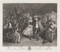 KG 14849
<br/>
Dansend paar in herberg
<br/>
<em>Lebas, Jacques Philippe (1707-1783)</em>